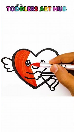 How to Draw Valentine’s Day Heart Cupid #shorts #drawingforkids #artforkids #valentinesday #viral