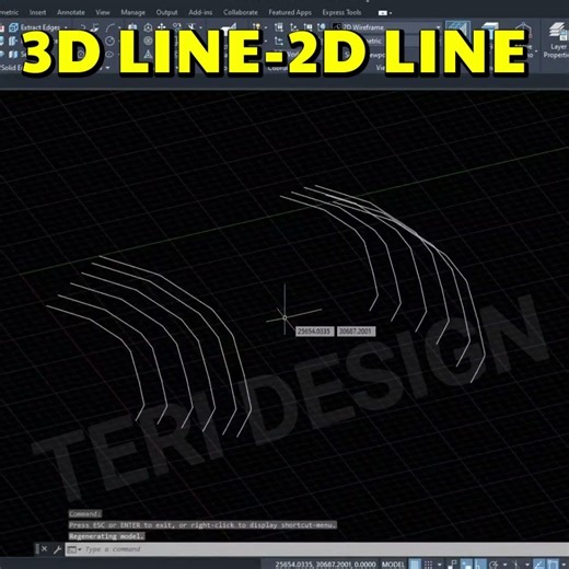 How to change 3D lines to 2D lines in AutoCAD