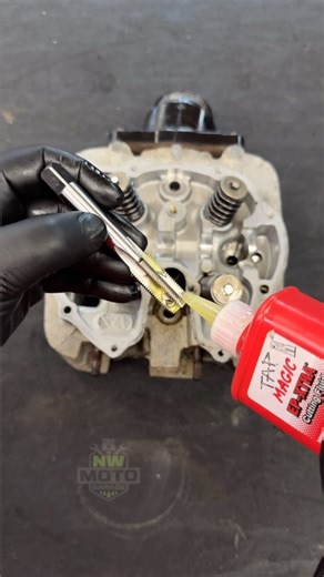 TimeSert’s are the only way to go when it comes to thread repairs! I LOVE these @motionpro Shallow Walled Spark Plug Sockets!!! Never would I have thought about spending $28 on a single socket but the retention band in the middle and how they fit into EVERY plug hole makes them well worth it! Going to torque down this head later today and to do it will be using the torque specs from my eManualOnline.com service manual 🤘🤘 | Northwest Moto Garage