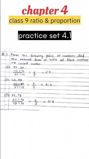 class 9th chapter 4 ratio and proportion practice set 4.1 maths1 algebra