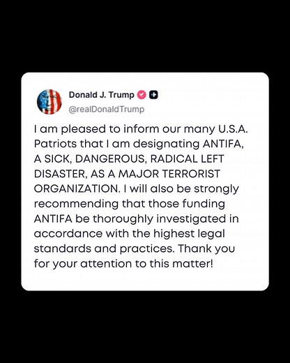 🇺🇸 Former US President Donald Trump has renewed his call to designate Antifa — a loosely organized far-left movement — as a “major terrorist organization.” Posting on Truth Social, Trump accused Antifa of promoting violence, targeting police, and contributing to national unrest. He also suggested they played a role in the January 6 Capitol riot, despite evidence pointing to far-right groups. Trump pledged that, if re-elected, he would push for a full investigation into those allegedly funding