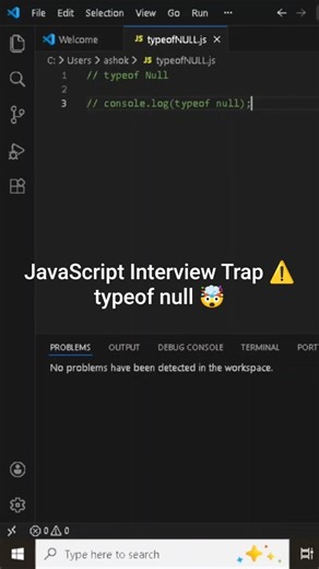 JavaScript Interview Trap: typeof null ⚠️