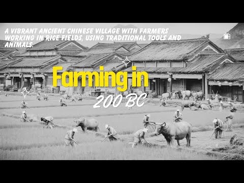 Farming in 200 BC a vibrant ancient Chinese village with farmers