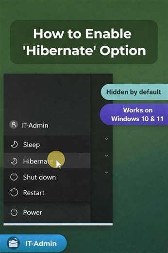 How to Enable Hibernate Option in Windows 10,11 💻 #reels #laptop #shutdown #windows | Solution Hai Na