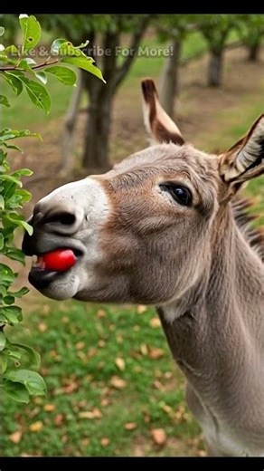 Funny & Satisfying Donkey Eating a Plum 🍑 | Relaxing Animal ASMR Short
