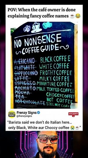 Funny Coffee Shop Sign Simplifying Coffee Names 😂☕
