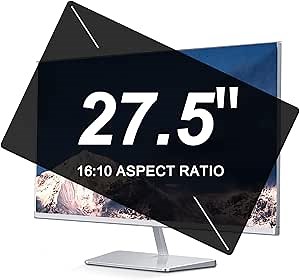 Computer Privacy Screen 27.5 Inch, 16:10 Widescreen Monitor - Anti Blue Light - Anti Glare Privacy Screen Protector, Removable - Anti-Scratch - Anti Spy - Data Security 27In Protector Film