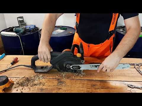 WORX saw chain replacement with eccentric tensioning