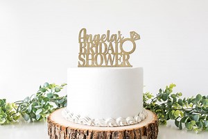 Custom Bridal Shower Cake Topper, Personalized Bridal Shower Decor, Wedding Shower Decorations Sign, Bride's Name Cake Topper, Pick Gold - Etsy