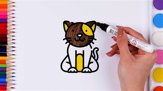 Colorful cat drawing | Learn colors with us