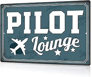 Putuo Decor Vintage Plane Metal Signs Airplane Decor Pilot Lounge Tin Signs Pilot Gifts For Man Cave, Office Or House Garage Wall Decor 8x12 Inches