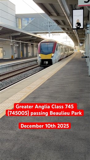 Greater Anglia Class 745 Flirt (745005) passing Beaulieu Park on December 10th 2025 #stadler #essex