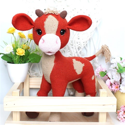 Bull Crochet Pattern PDF Amigurumi Cow Stuffed Big Toy Farm Animals Realistic Bull Pattern - Etsy