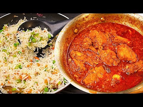 Easy Chicken Curry with Pulao | ढ़ाबा चिकन मसाला और पुलाव | Easy Chicken Curry Recipe | Kabitaskitcen