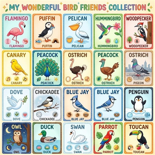 Printable Birds Coloring 20 Pages for Kids|bird Coloring Sheets With Names|toddler Activity - Etsy