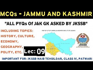 JKSSB PYQs - J&K GK | Lec-09| General knowledge with special reference to j&k ut || All Exams Jkssb