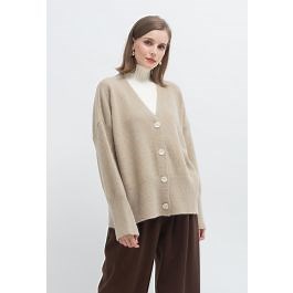 Soft Touch Button Down Cardigan in Camel