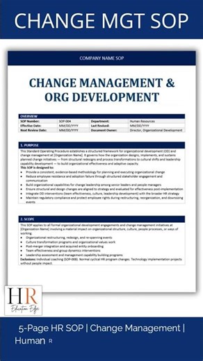 Change Management SOP Template for HR | Organizational Development SOP