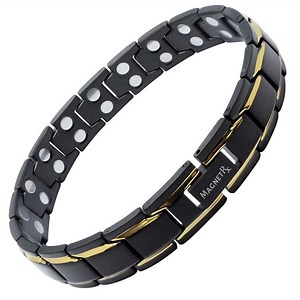 Ultra Strength Black & Gold Trim Magnetic Therapy Bracelet