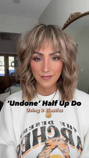 1/2 up- effortless hair tutorial! - who wants more of these?! I’m feeling creative these days! 😆 #shaghaircut #shagcut #fringe #fringebangs #layeredhaircut #halfuphalfdown #halfuphalfdownhairstyle | Beauty By Ezmia