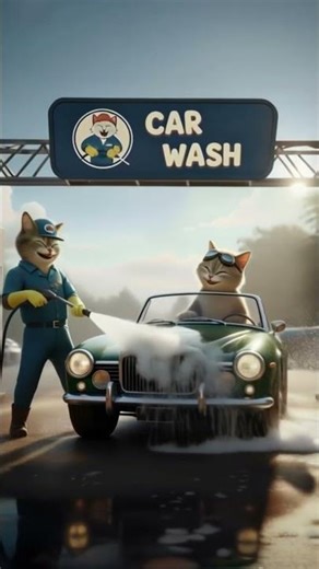 Cat Car Wash Expert #cat #cats #car #cartoon