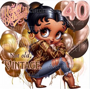Betty Boop Birthday PNG, Cartoon Girl Shirt Design (digital Download) - Etsy