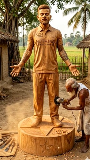 From Wood to Virat Kohli 🏏 Statue – Mind Blowing Transformation 🤯#shorts#viratkohli#kohli