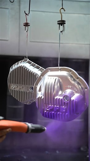 Zachary Terrell on Instagram: "Some @prismaticpowders polished aluminum and candy purple on a set of ppe diff covers #fyp #powdercoating #prismaticpowders"