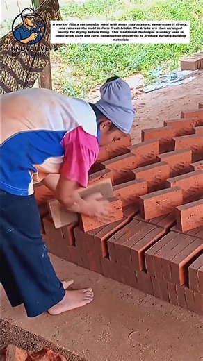 Handmade Clay Brick Making Process | Traditional Brick Molding Technique