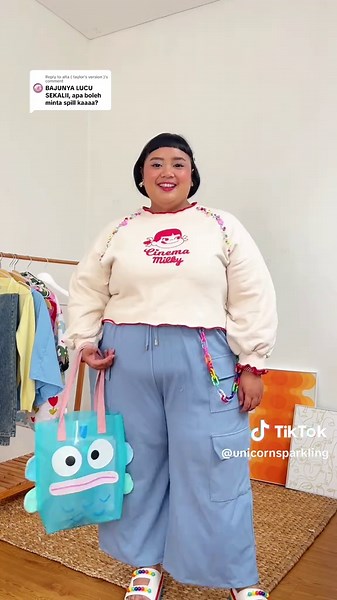 Replying to @alta ( taylor's version ) Lunass yaa💕✨ #plusizefashion #reworkedfashion #reworksweater #reworkedclothing #diyproject #sewingtiktok #fypシ #gendutcantik