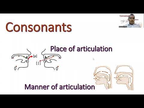 Consonants Place and manner of articulation