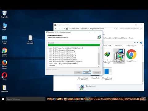 Uninstall Bandicam MPEG 1 Decoder on Windows 10