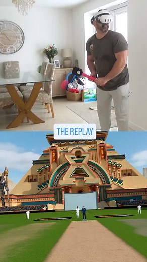 Watching a replay of a pull shot in virtual reality cricket. Watch the full video for all the information about this VR cricket set up. #cricket #vrcricket #pullshot | VR Cricket Guy