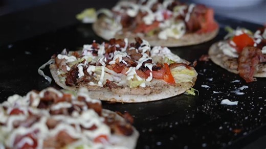 Smashed chicken BLT tacos on the griddle explained