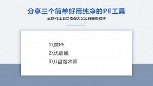 分享三个简单好用纯净的PE工具
