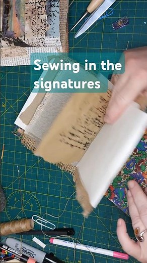 How to Make a Junk Journal Step 5: Sew in Your Signatures #junkjournal #diy