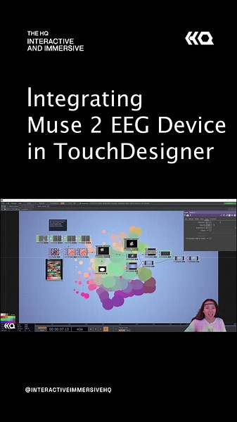 Ever wondered how to connect the Muse 2 device into TouchDesigner? The Muse 2 is an EEG device that can track brainwaves. Using OSC ports to get the data, Crystal will walk you through building a simple generative animation controlled with the mind. The tutorial is available now on our YouTube channel! #interactiveimmersivehq #touchdesigner #muse2 #eeg #eegdevice #generative #animation #tutorial #fyp