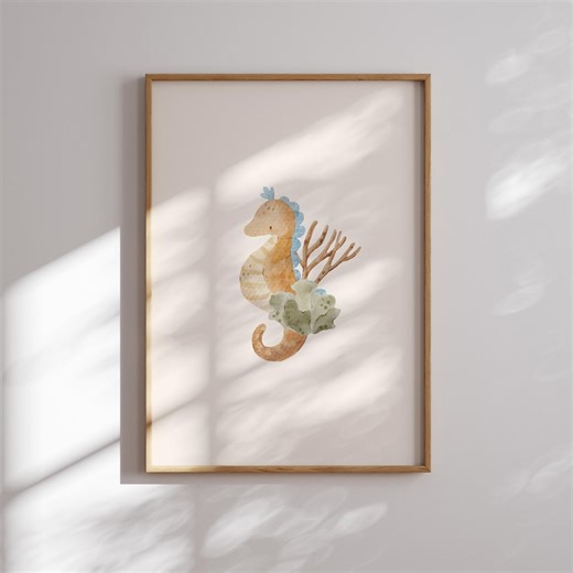 Seahorse Nursery Wall Art Printable: Watercolor Ocean Animal Poster for Kids Room (digital Download) - Etsy Canada
