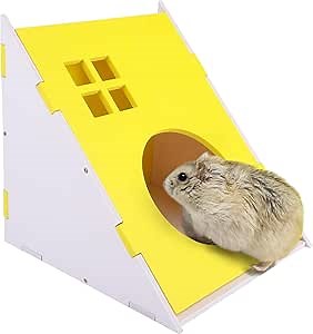MILIFUN Hamster Houses and Hideouts, Chinchilla House Dwarf Hamster Hideout with Climbing Ladder Slide, Multi-Chamber Small Animal Maze Hut for Hedgehog Syrian Mice Hideout.