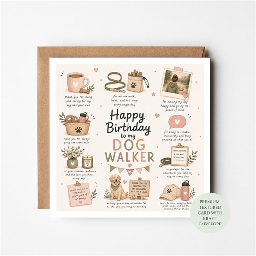 Happy Birthday Dog Walker Card, Dog Sitter Appreciation Greeting - Etsy