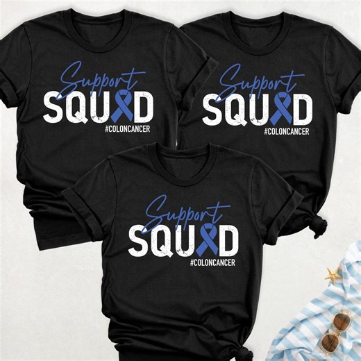 Colon Cancer Awareness Shirt Custom Support Squad Cancer Tees, Prostate Cancer Survivor Tee, Stronger Than Cancer Tshirt, Colon Cancer Shirt - Etsy