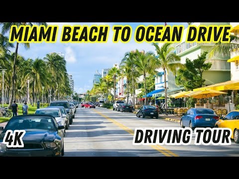 Driving Tour through Miami Beach to Ocean Drive in 4K
