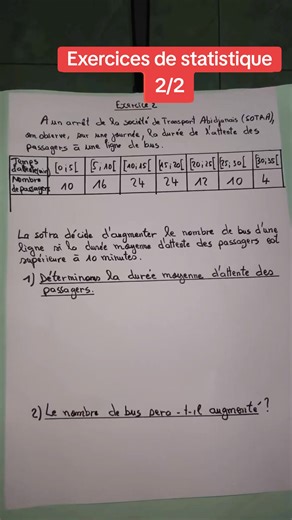 Exercice de statistique : calcul de la durée d'attente