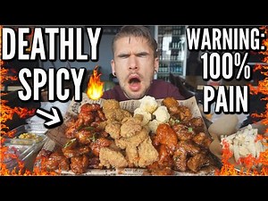 DEATHLY SPICY CHICKEN CHALLENGE | Korean Fried Chicken | BB.Q Chicken | Man Vs Food