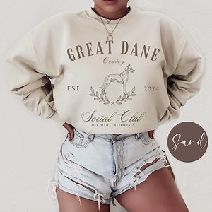 Custom Great Dane Social Club Sweatshirt, Personalized Dog Mom Crewneck Sweater, Great Dane Mama Shirt, Gift for Great Dane Owner Dad Tee - Etsy