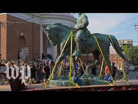 'Tears of joy, tears of frustration': Confederate statues removed in Charlottesville