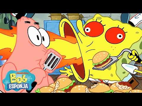 Bob Esponja | 3 horas dos momentos mais malucos do Siri Cascudo 🍔 | Bob Esponja em Português