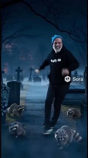 RACCOON DANCE-OFF! 🦝 Weird Bob Crashes a Cemetery Party! #viral