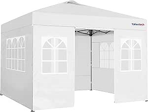 Yaheetech 10x10 FT Pop Up Canopy Tent with 4 Side Walls & One-Push Setup & Roller Bag, Outdoor Heavy-Duty Instant Event Tent for Garden/Wedding/Party, White