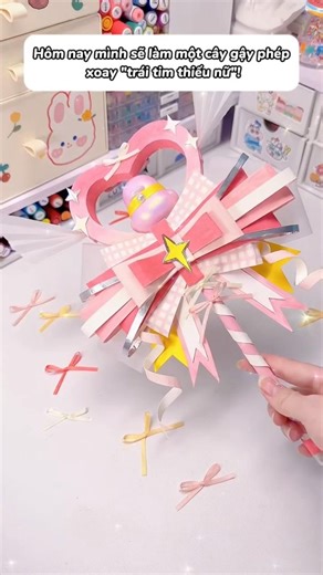 Let's make a super cute paper "magic wand" together! #diy #desksetup #handmade #washitape #xh